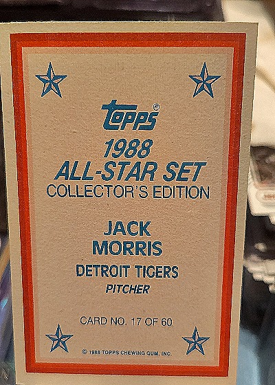 1988 Topps All-Star Set #17 Jack Morris — back