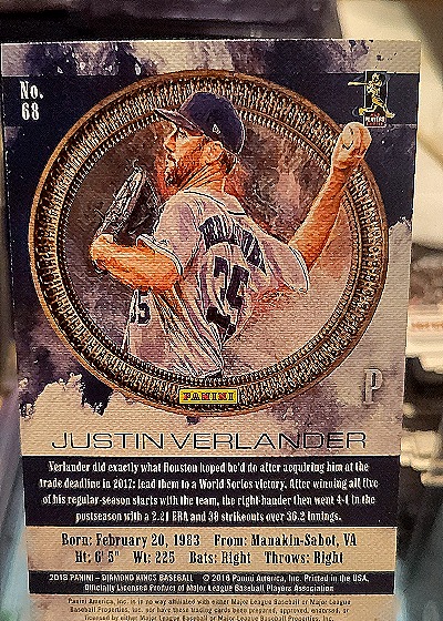 2018 Panini Diamond Kings #68 Justin Verlander — back