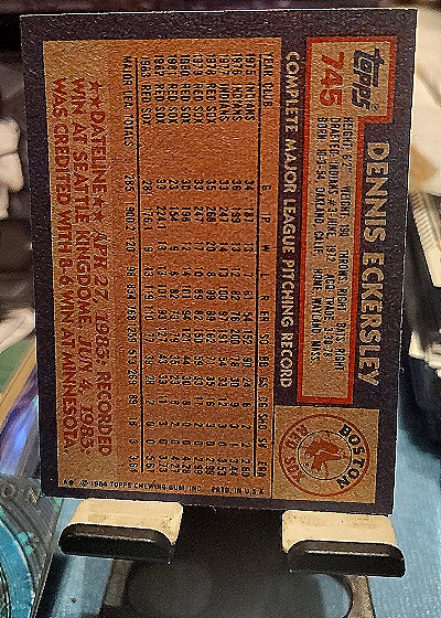 1984 Topps #745 Dennis Eckersley — back