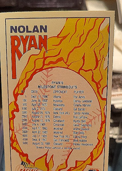 1991 Pacific Nolan Ryan #49 Milestone Strikeouts — back