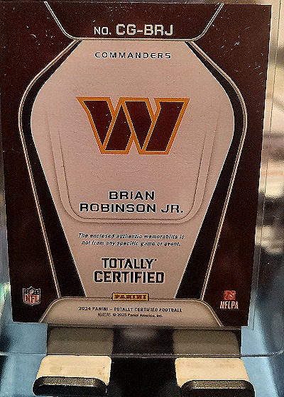 2024 Panini Totally Certified #CG-BRJ Brian Robinson Jr. Certified Gamers — back