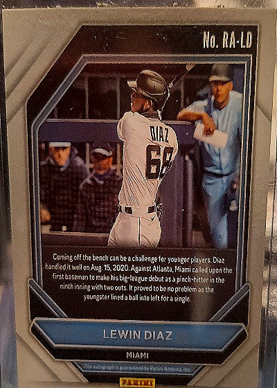 2021 Panini Prizm #RA-LD Lewin Diaz Rookie Autographs — back