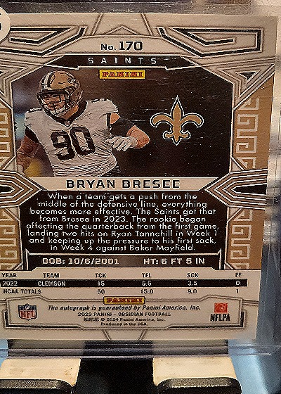 2023 Panini Obsidian #170 Bryan Bresee — back