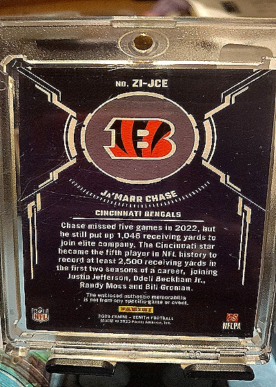 2023 Panini Zenith #ZI-JCE Ja'Marr Chase Zoned In — back