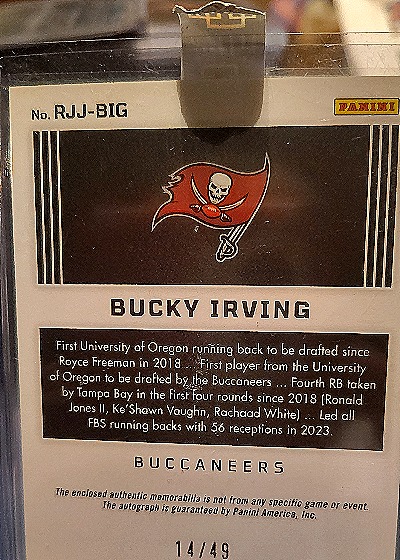 2024 Panini Obsidian #RJJ-BIG Bucky Irving — back