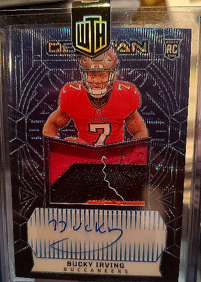 2024 Panini Obsidian #RPA Bucky Irving Rookie Patch Auto — front