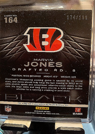 2012 Panini Black Rookie Signatures #164 Marvin Jones — back