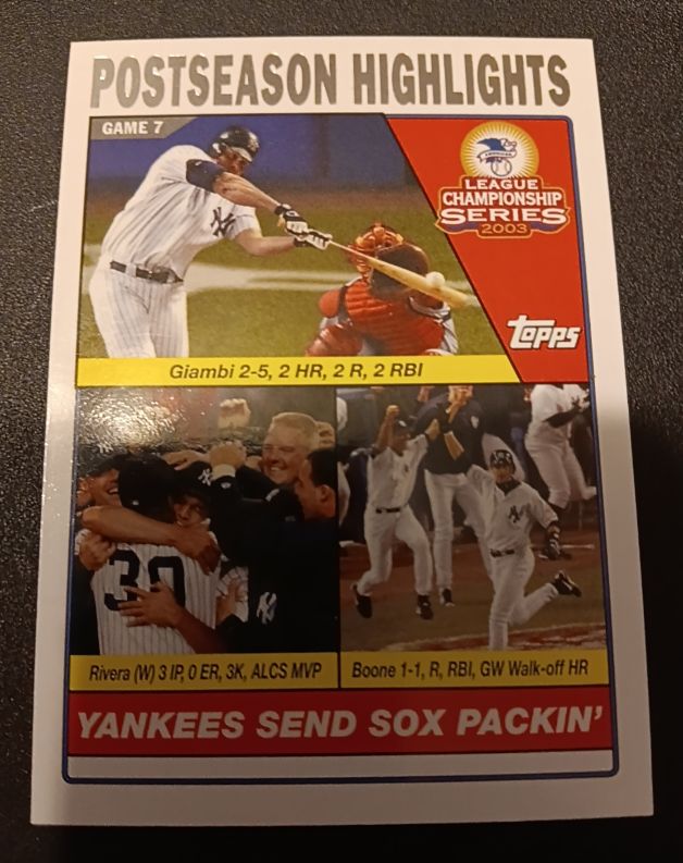 2004 Topps #352 Jason Giambi / Mariano Rivera / Aaron Boone — front