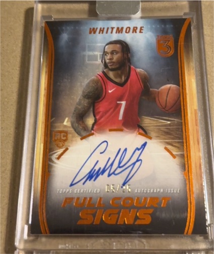 2023-24 Topps 3 Full Court Signs Cam Whitmore #/49 Rookie RC On-Card Auto — front