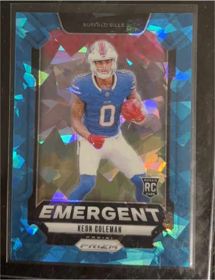2024 Panini Prizm #16 Keon Coleman Emergent Green Ice Prizm Rookie Card — front