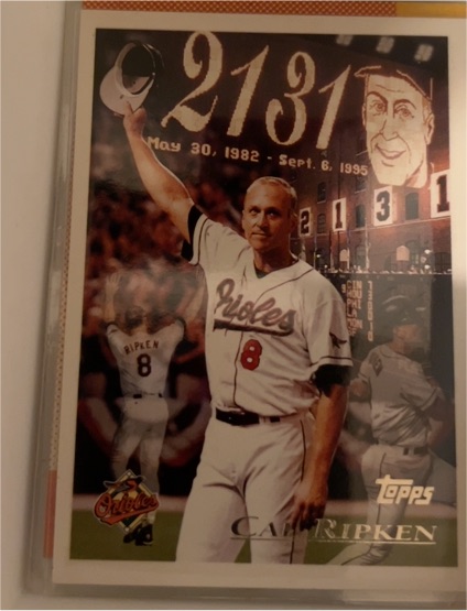 1996 Topps #96 Cal Ripken Jr. 2131 Consecutive Game Streak — front