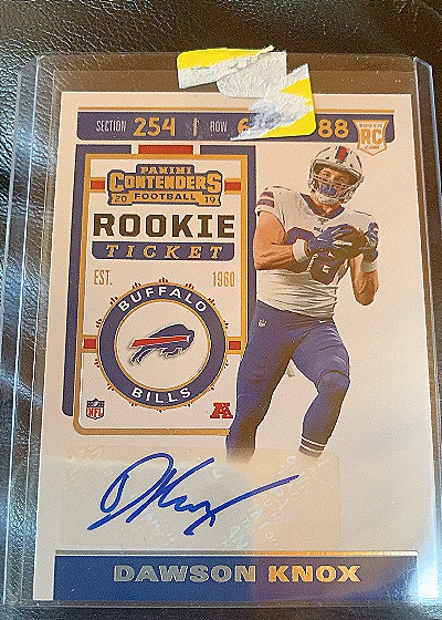 2019 Panini Contenders Football #88 Dawson Knox Rookie Ticket — front