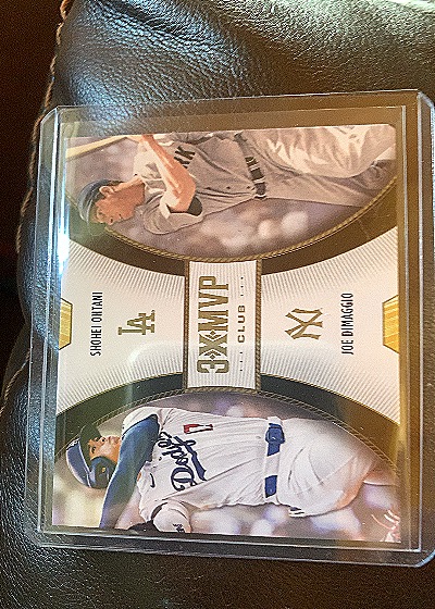 2025 Topps Welcome to the Club 3X MVP Dual #D10 Shohei Ohtani & Joe DiMaggio — front