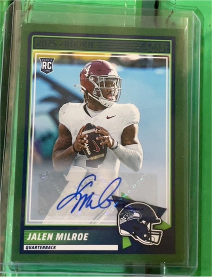 2025 Panini Score #29 Jalen Milroe RC Rookie Base Seattle Seahawks — front