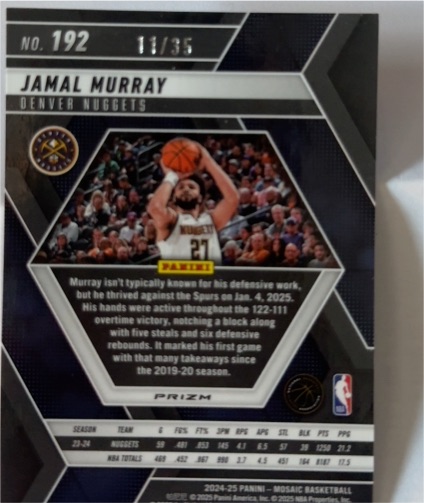 2024-25 Panini Mosaic Premium Prizm #192 Jamal Murray — front