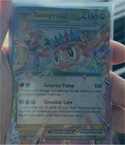 2024 SV08: Surging Sparks #142/191 Tatsugiri ex — front