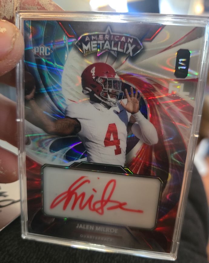 2023 Wild Card American Metallix #PRC Jalen Milroe — front