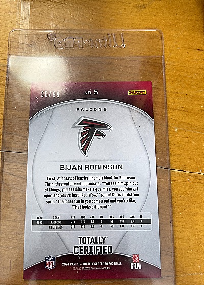 2024 Panini Totally Certified #5 Bijan Robinson — back