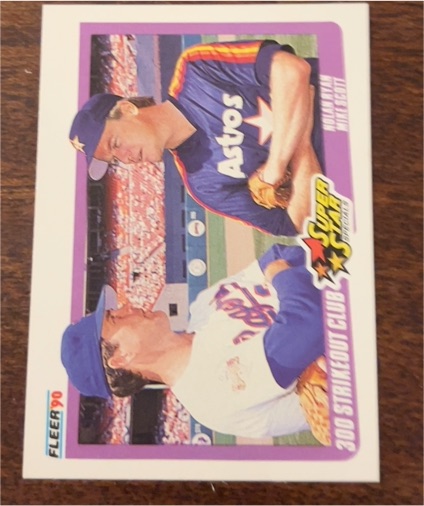 1990 Fleer #636 Nolan Ryan / Mike Scott 300 Strikeout Club — front