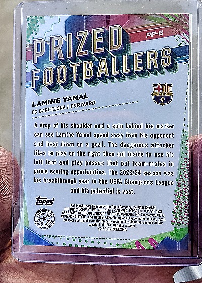 2023-24 Topps Finest UEFA Club Competitions Prized Footballers #PF-8 Lamine Yamal — back