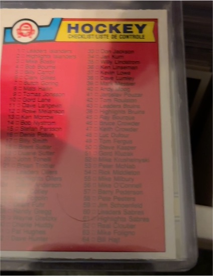1983-84 O-Pee-Chee #396 Checklist — front
