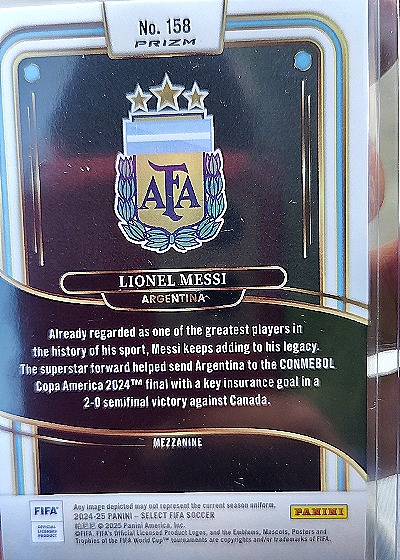2024-25 Panini Select FIFA #158 Lionel Messi — back