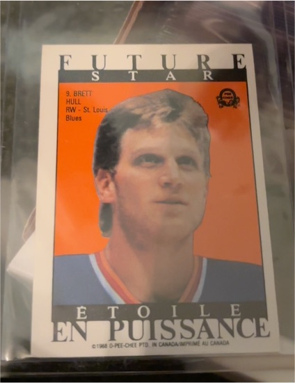1988-89 O-Pee-Chee #9 Brett Hull Future Star Sticker — front