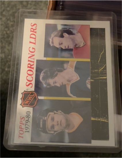 1980 Topps #163 Scoring Leaders Wayne Gretzky Marcel Dionne Guy Lafleur — front