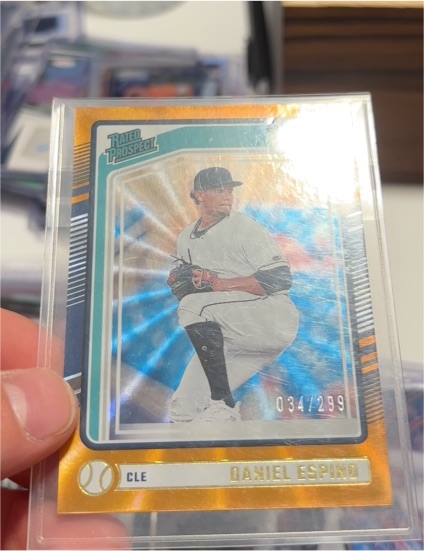 2024 Panini Donruss Rated Prospect Orange Laser #197 Daniel Espino — front