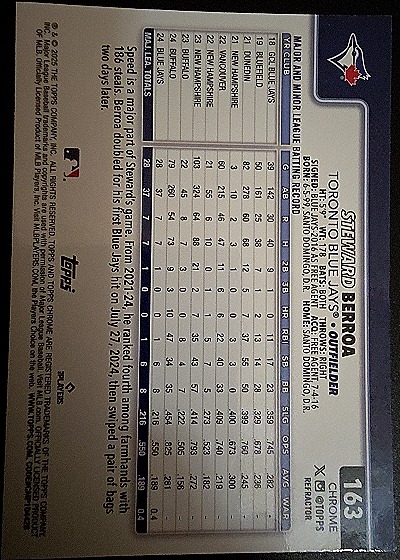 2025 Topps Chrome #163 Steward Berroa — back