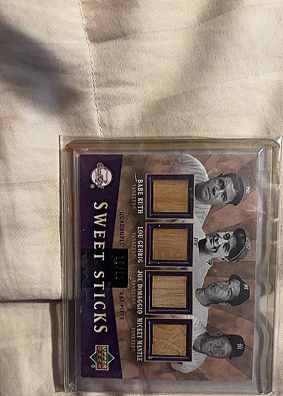 2004 Upper Deck Sweet Spot Sweet Sticks Babe Ruth, Lou Gehrig, Joe DiMaggio, Mickey Mantle — front