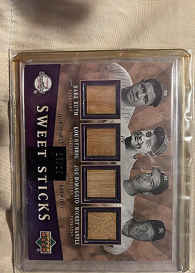 2004 Upper Deck Sweet Spot Quad Sweet Sticks Babe Ruth/Lou Gehrig/Joe DiMaggio/Mickey Mantle — front