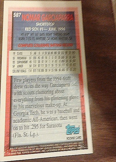 1995 Topps #587 Nomar Garciaparra — back