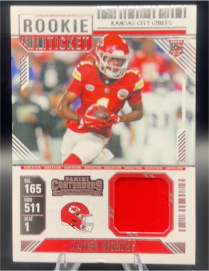 2024 Panini Contenders Rookie Ticket Patch #RTS-XWY Xavier Worthy — front