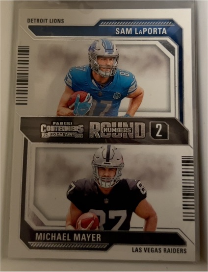 2023 Panini Contenders Round Numbers #13 Sam LaPorta / Michael Mayer — front