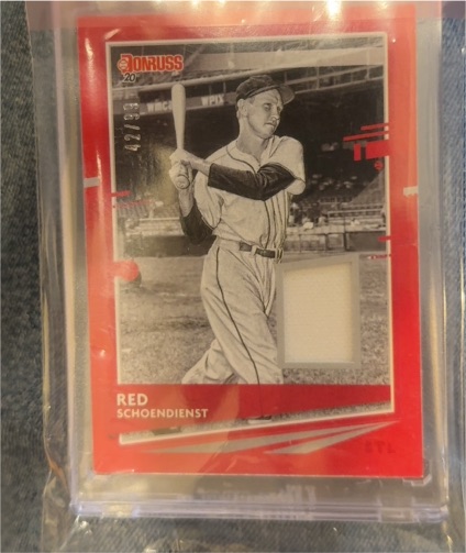 2020 Donruss Materials #DM-RS Red Schoendienst — front