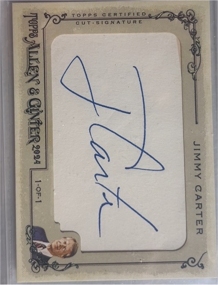 2021 Topps Allen & Ginter #1-OF-1 Jimmy Carter Cut Signature — front