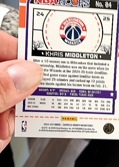 2024-25 Panini NBA Hoops #84 Khris Middleton — back