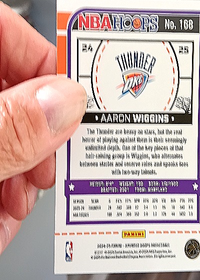 2024-25 Panini NBA Hoops #168 Aaron Wiggins — back