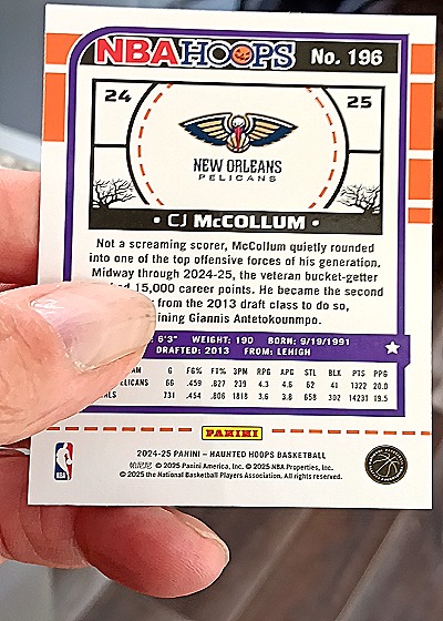 2024-25 Panini NBA Hoops #196 CJ McCollum — back