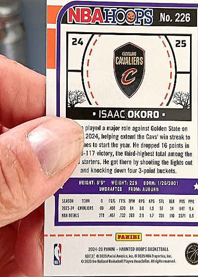 2024-25 Panini NBA Hoops #226 Isaac Okoro — back