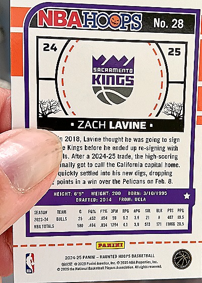 2024-25 Panini NBA Hoops #28 Zach LaVine — back