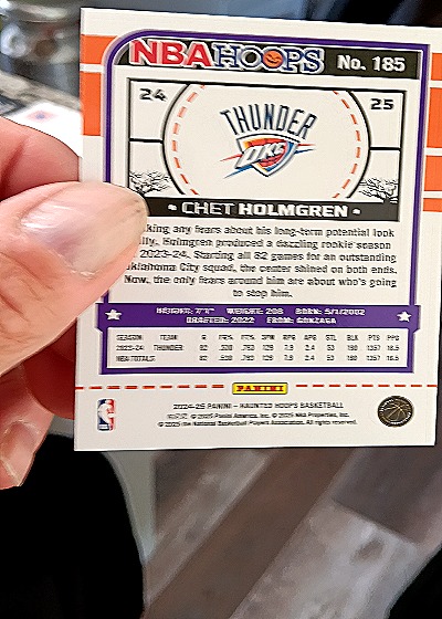 2024-25 Panini NBA Hoops #185 Chet Holmgren — back