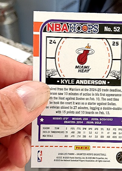2024-25 Panini NBA Hoops #52 Kyle Anderson — back