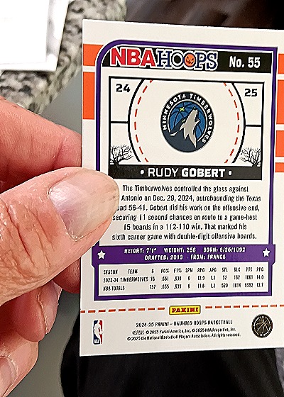 2024-25 Panini NBA Hoops #55 Rudy Gobert — back