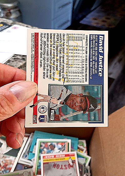 1992 Topps #274 David Justice — back