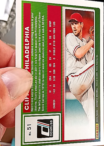 2025 Donruss Baseball #51 Cliff Lee — back