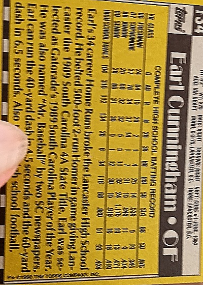 1990 Topps #134 Earl Cunningham — back