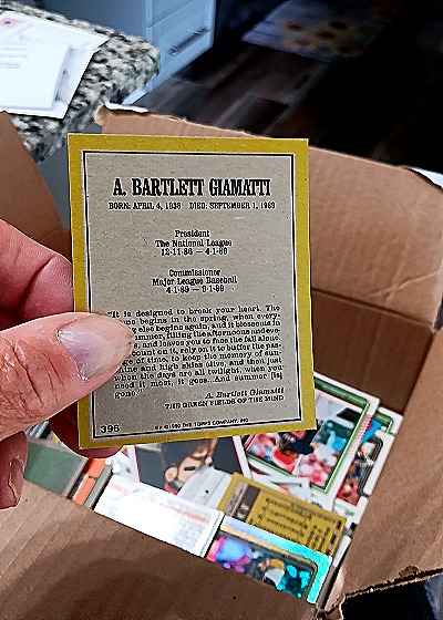 1990 Topps #396 A. Bartlett Giamatti — back
