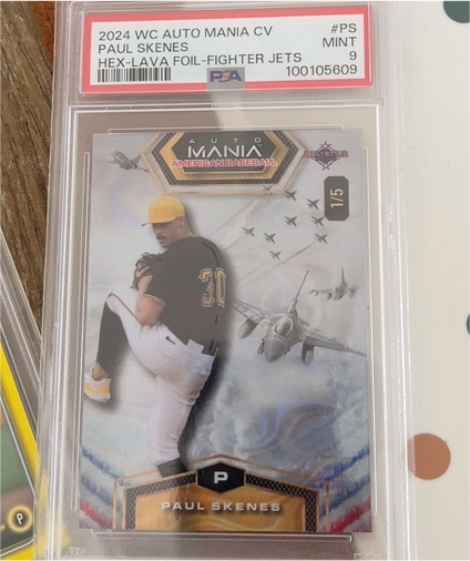 2024 Wild Card Auto Mania #PS Paul Skenes Hex-Lava Foil-Fighter Jets — front